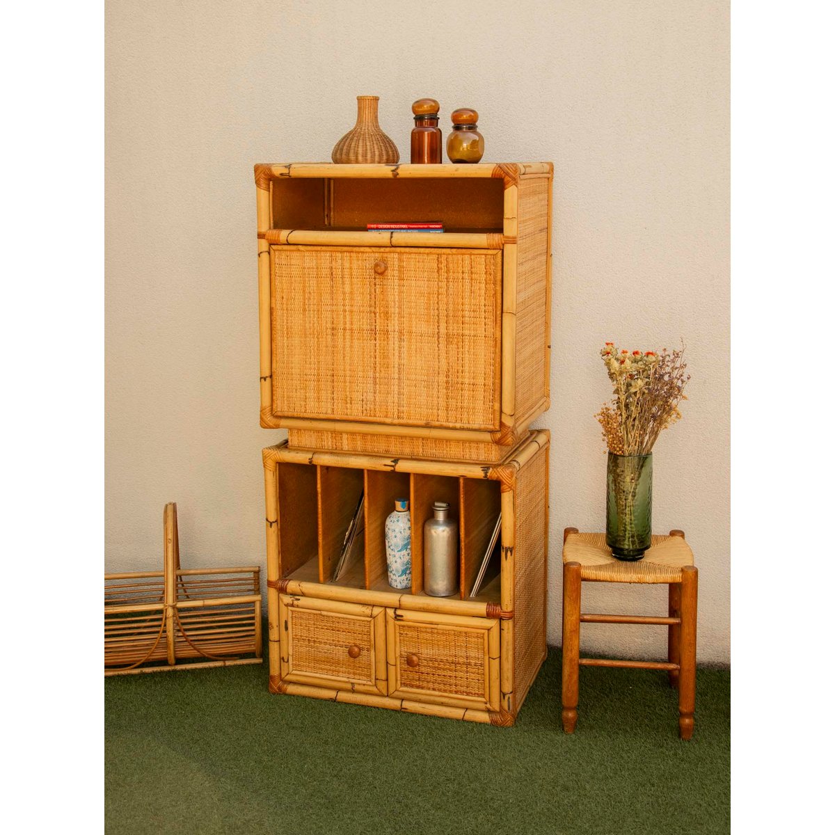 Buffet modulable à multiples rangements Gilbert N°1611 - Bon état bois clair, DEBONGOUT