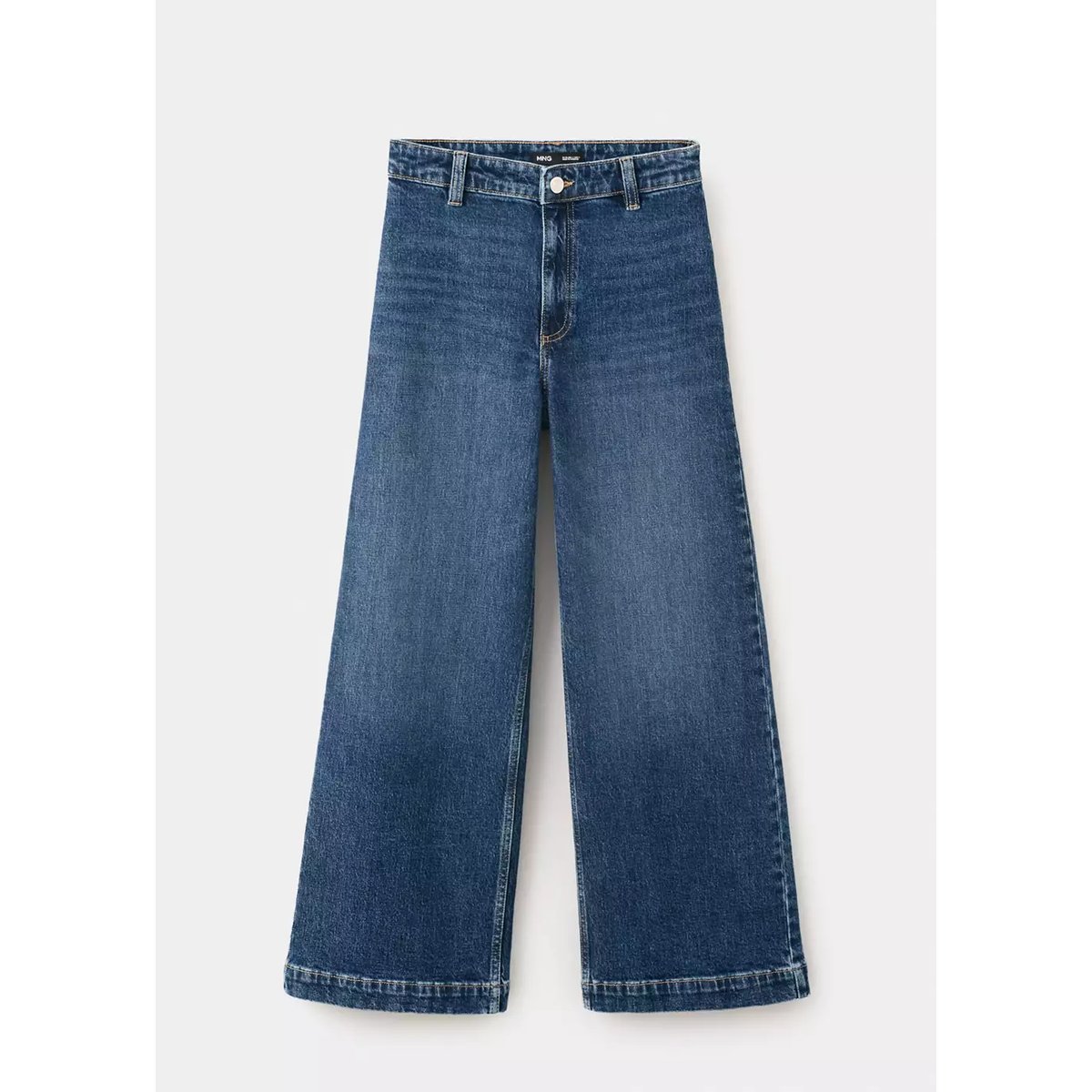Jean style jupe-culotte Catherin taille haute bleu foncé, MANGO