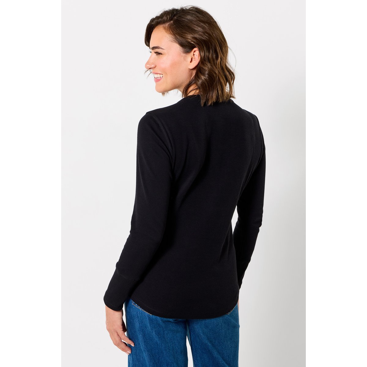 Haut Henley en Jersey à Perles Fleuries noir, JOE BROWNS