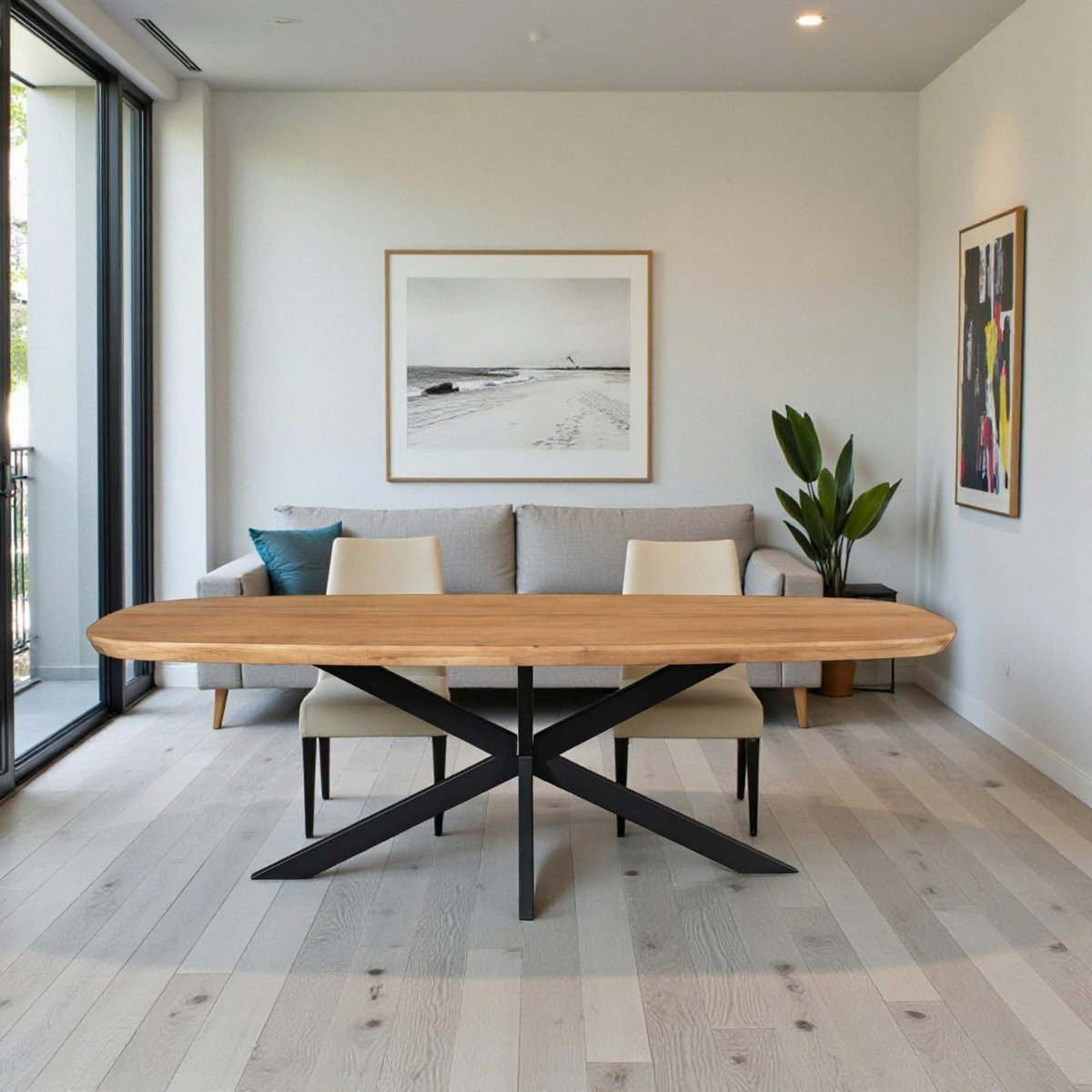 Table à manger 200 cm bords arrondis CORTINA bois / noir, PIER IMPORT