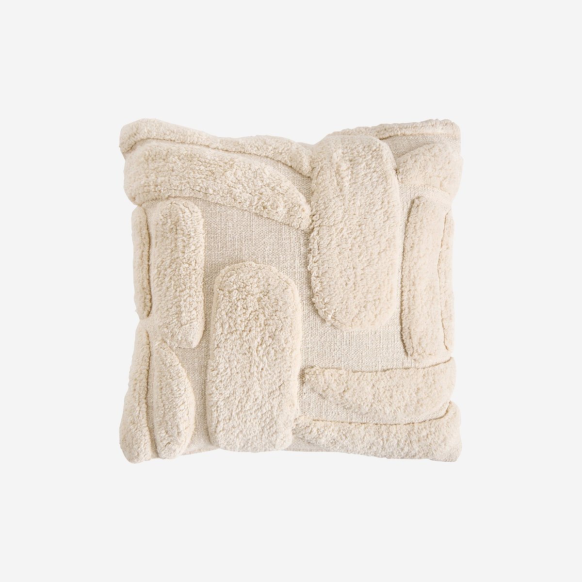 Coussin tufté en coton ANOUK crème, HABITAT