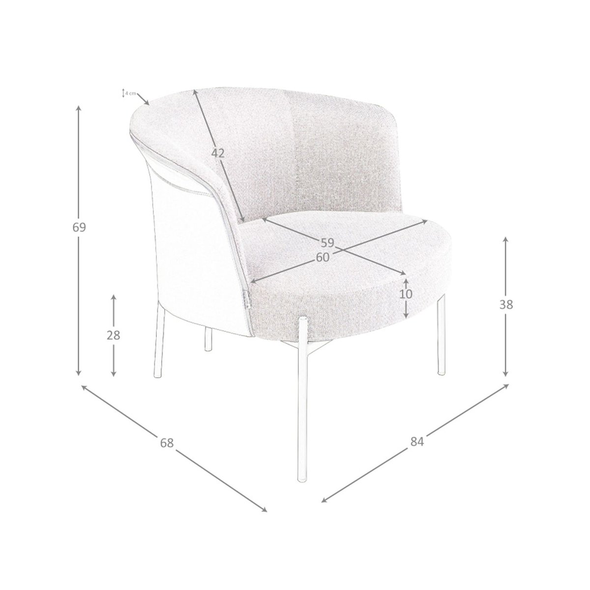 Fauteuil en tissu et similicuir gris | noir, ANGEL CERDA