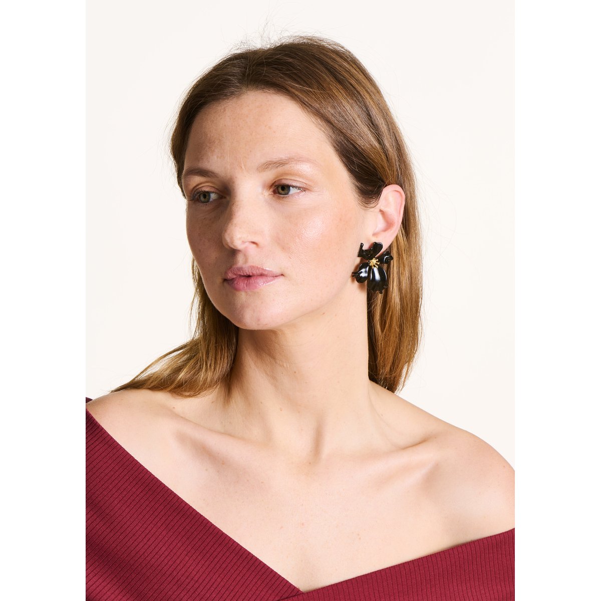 Boucles d'oreilles fleur noir, LA FEE MARABOUTEE