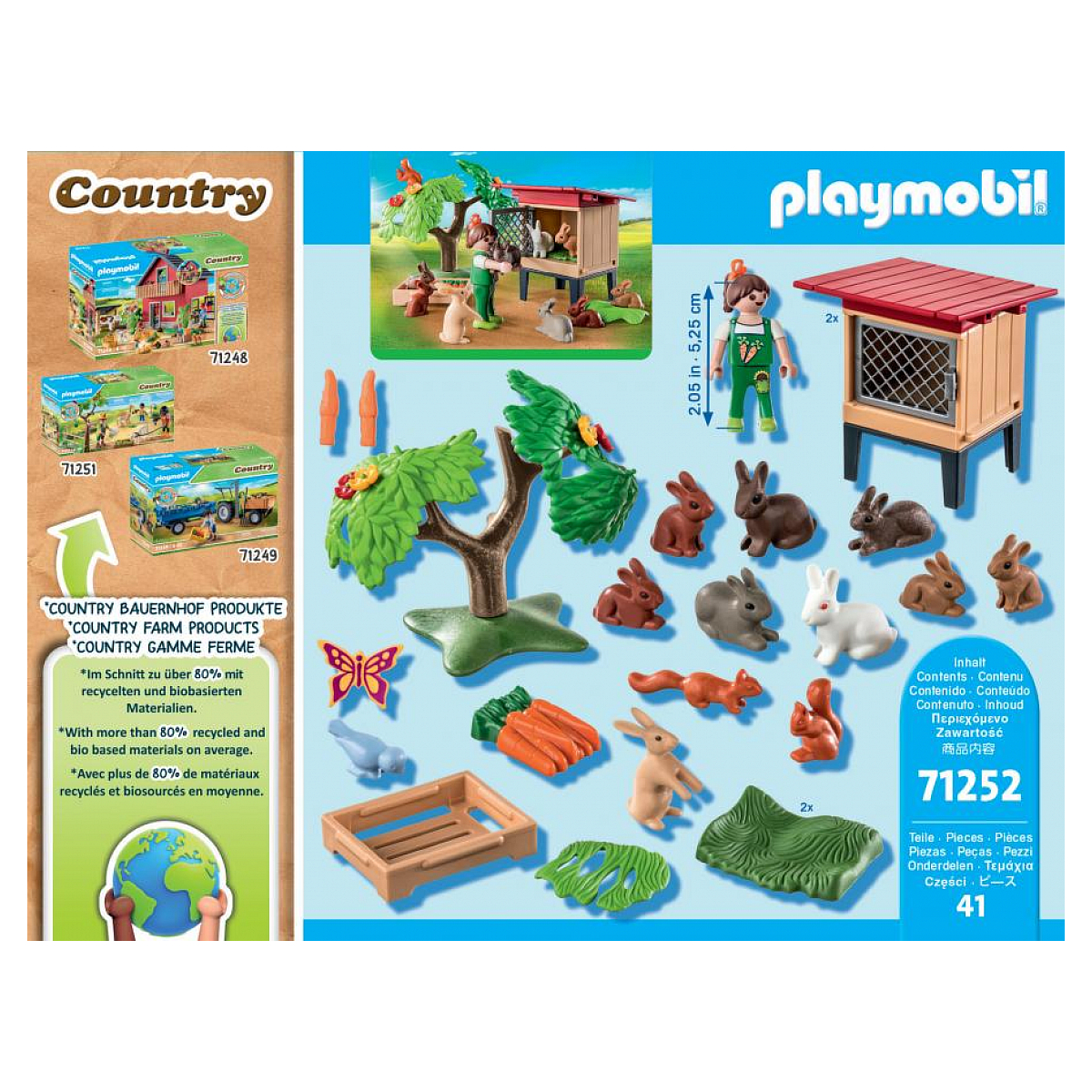 Enfant avec enclos et lapins multicolore, PLAYMOBIL