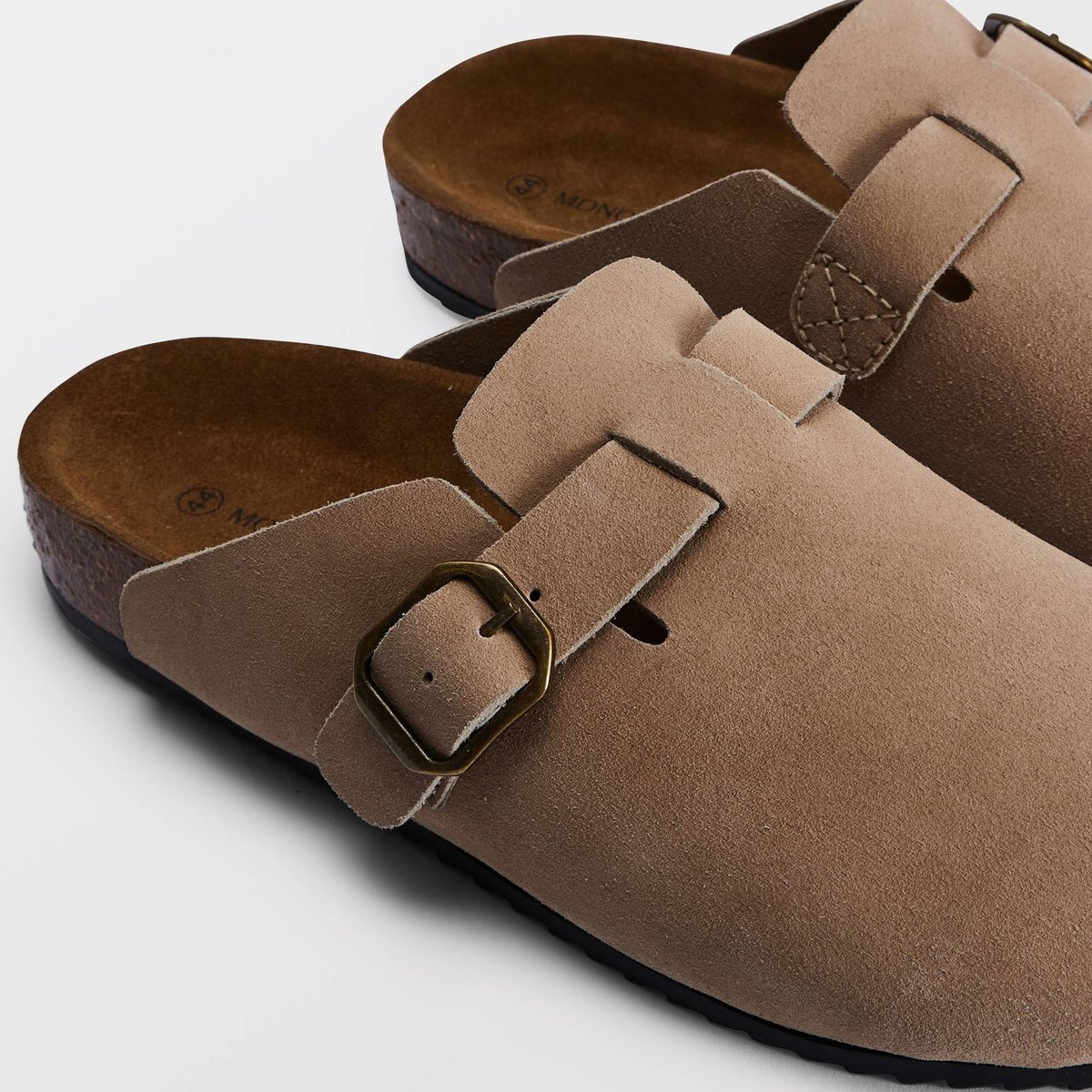 Sabots en cuir sable, MONOPRIX
