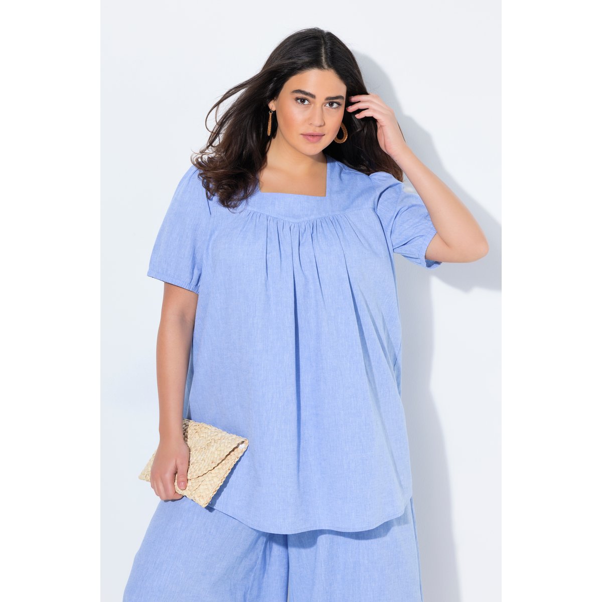 Tunique, décolleté carré bleu ciel, ULLA POPKEN
