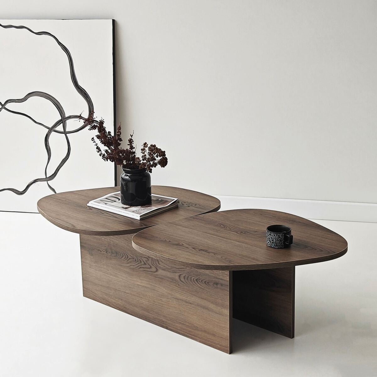 Table basse double plateau CÉLESTE noyer, CALICOSY