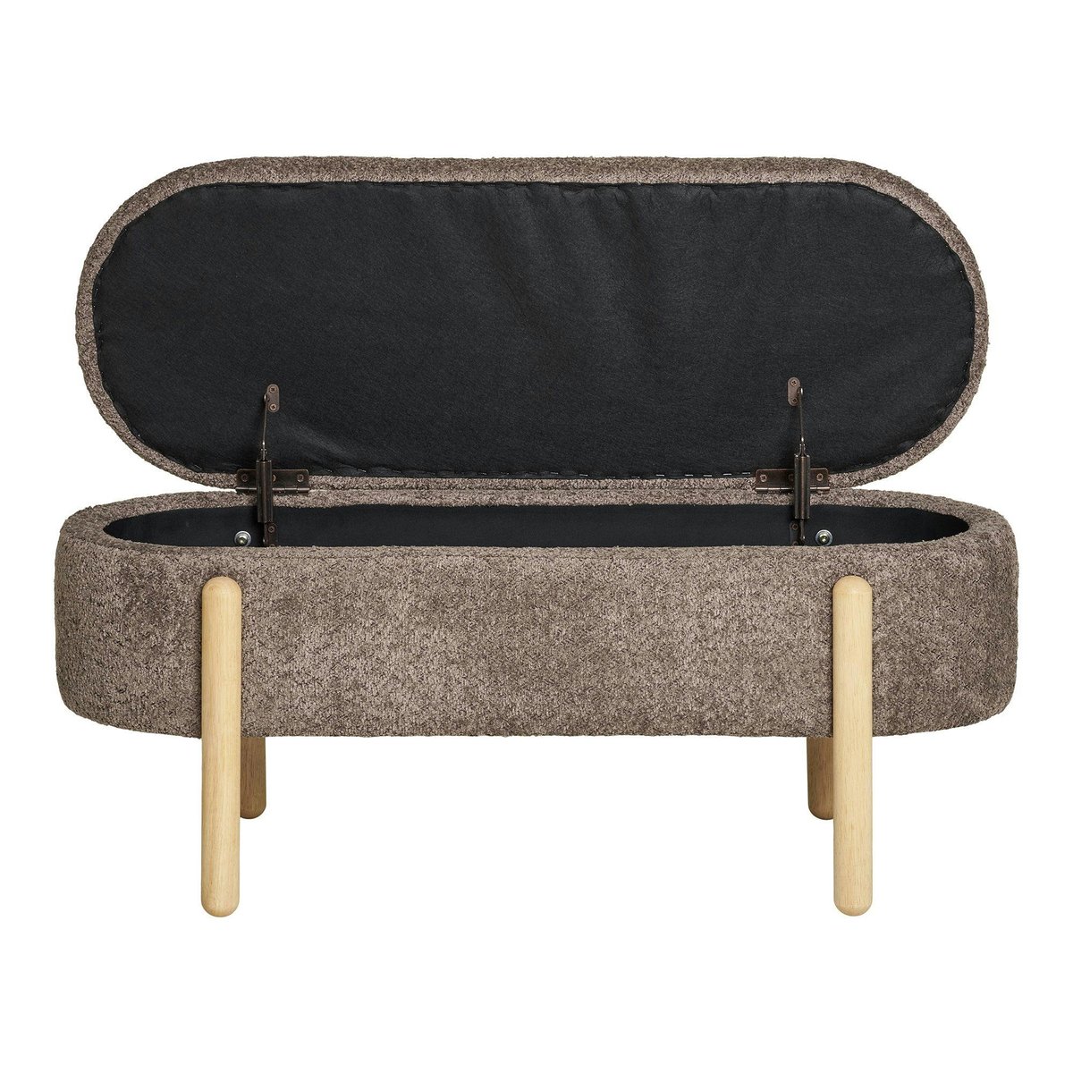 Banc coffre marron avec pieds en bois blond BRUGES taupe, PIER IMPORT