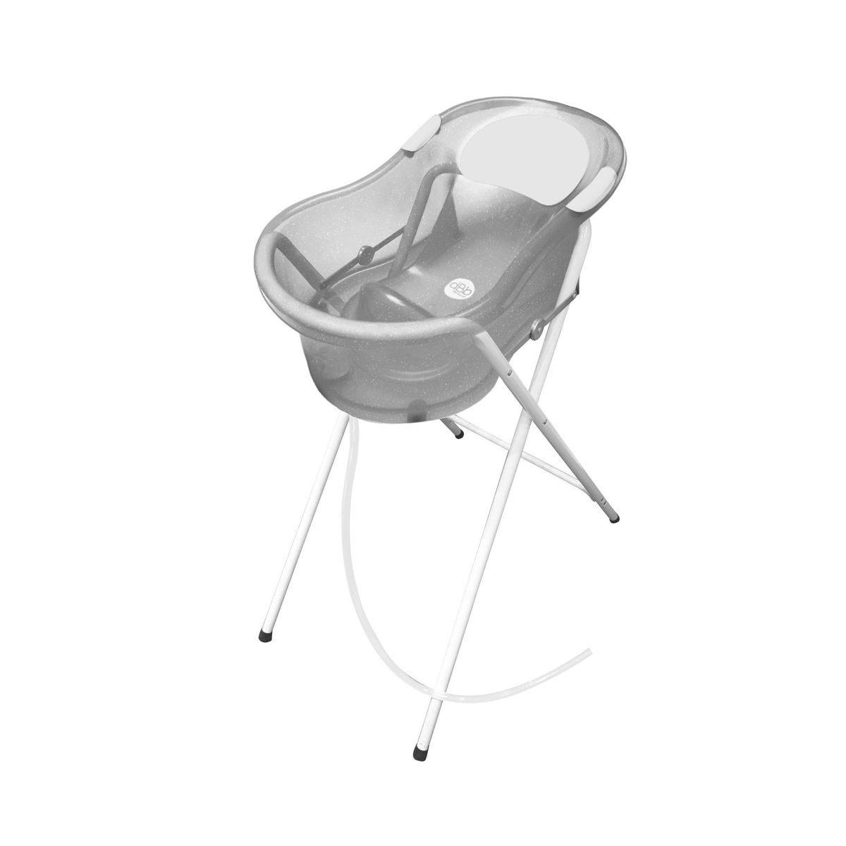 Baignoire 0-6 mois grise pailletée translucide avec transat intégré + support à pied grise pailletée, DBB REMOND