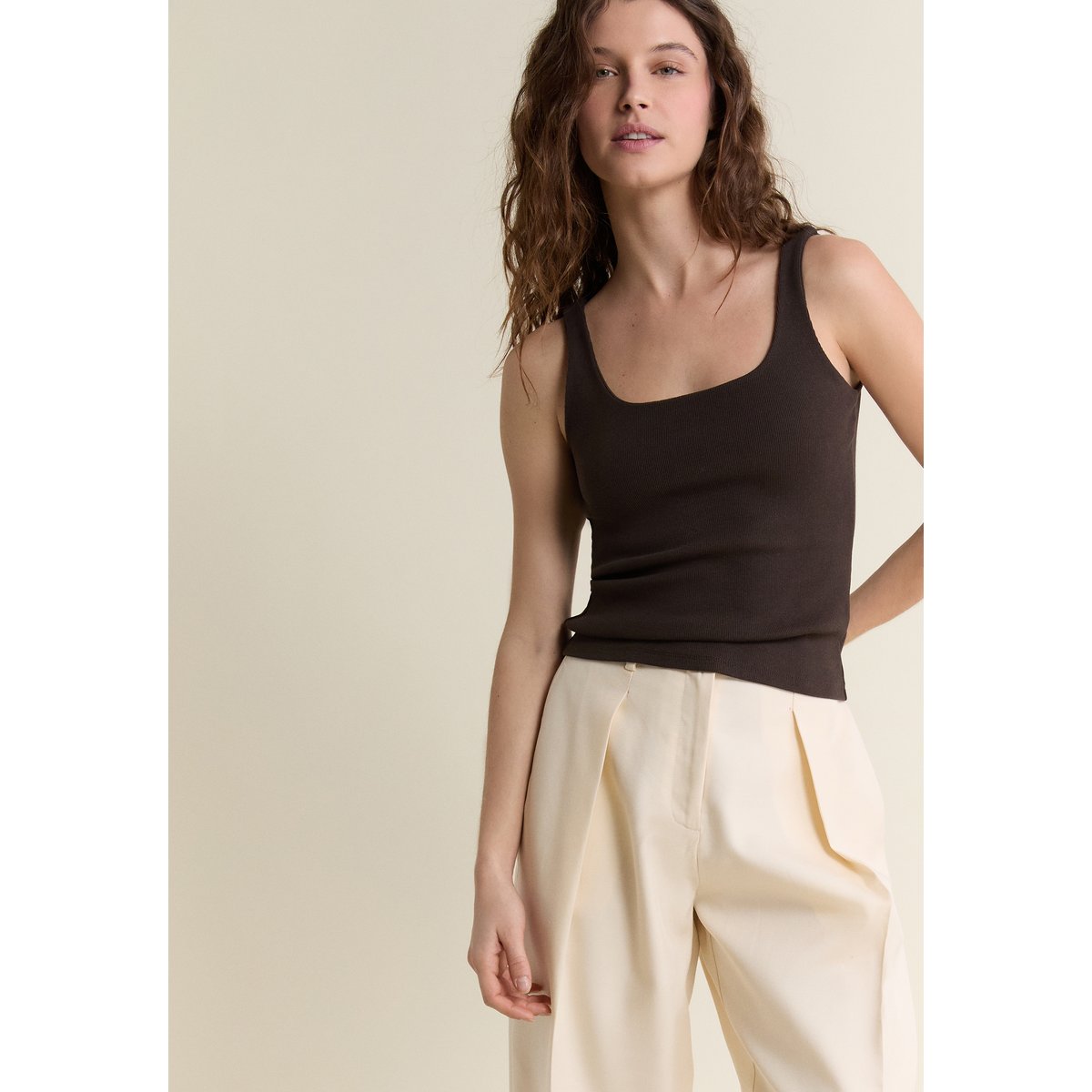Débardeur en coton TINA marron, ETAM