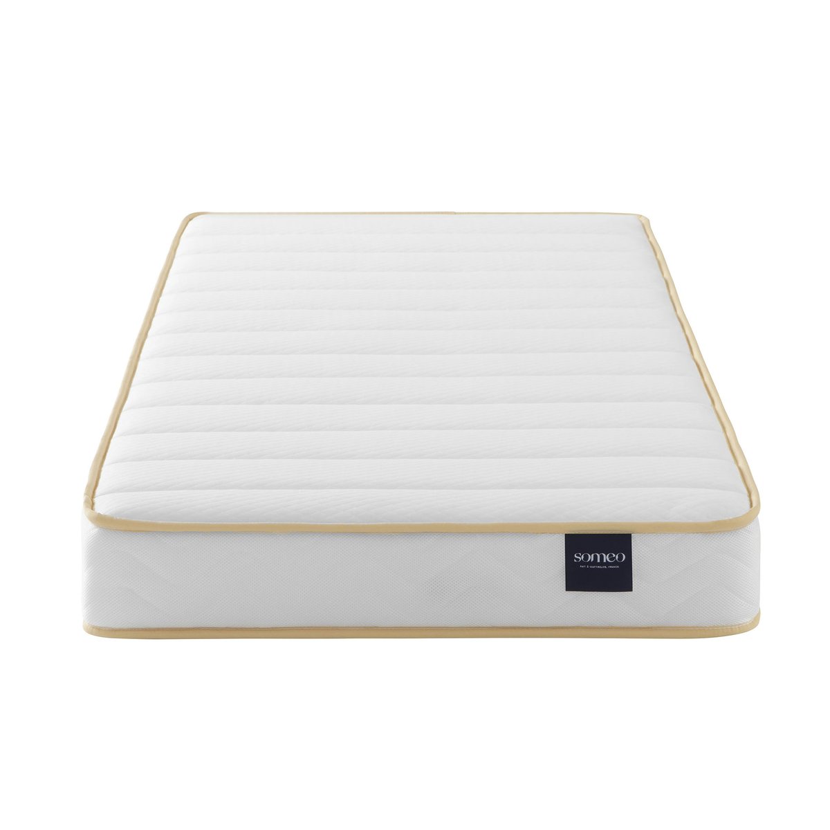 Ensemble matelas mousse, sommier et pieds Aurore 300 blanc, SOMEO