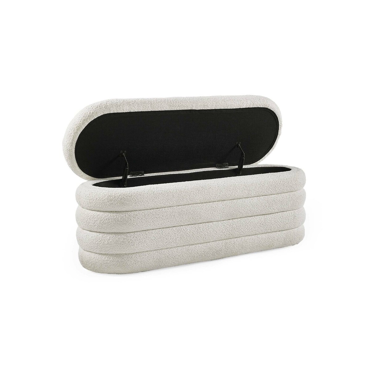 Celes Bouclé Curve Ottoman Storage Bench ivory, SO'HOME