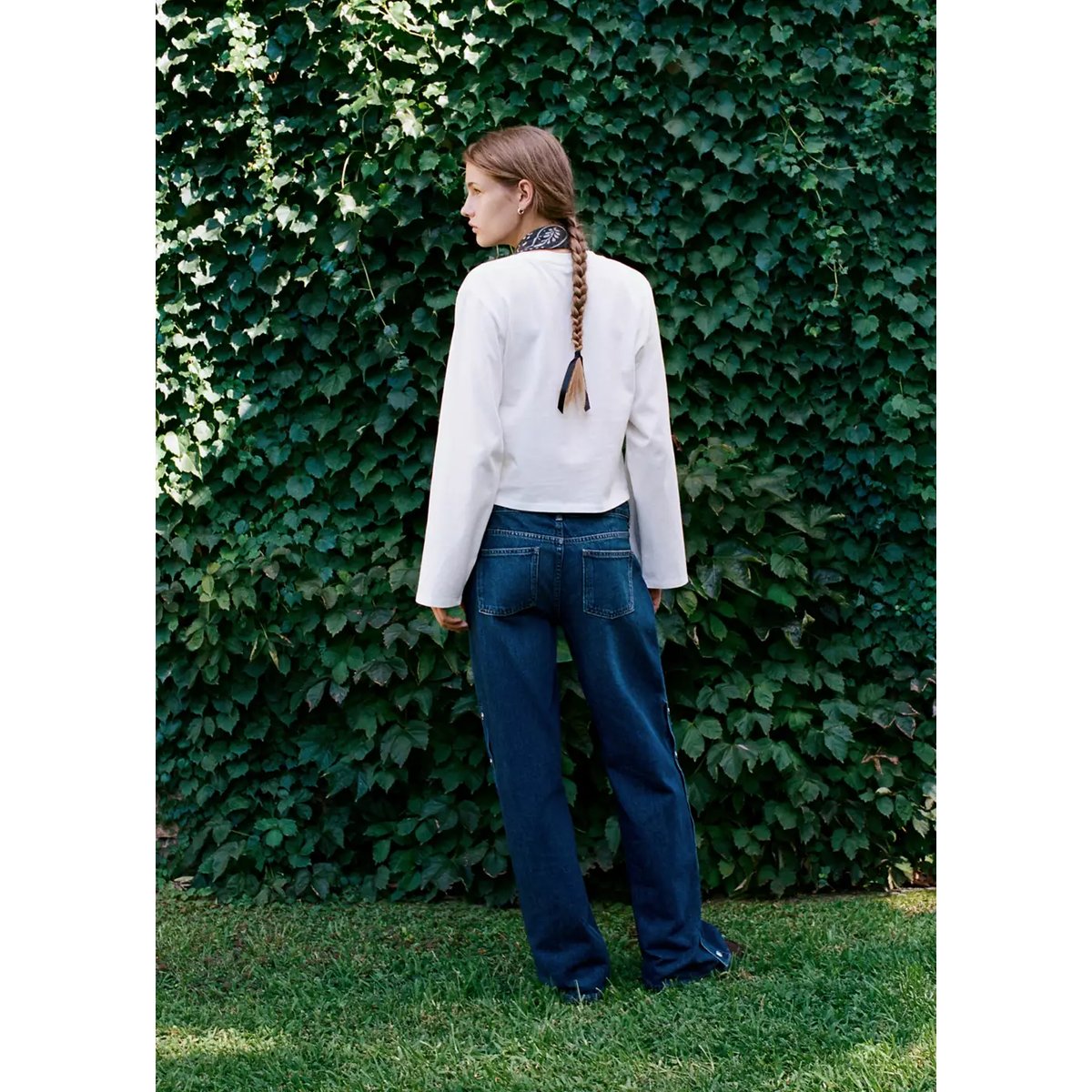 Jean wide leg boutons latérales bleu foncé, MANGO TEEN