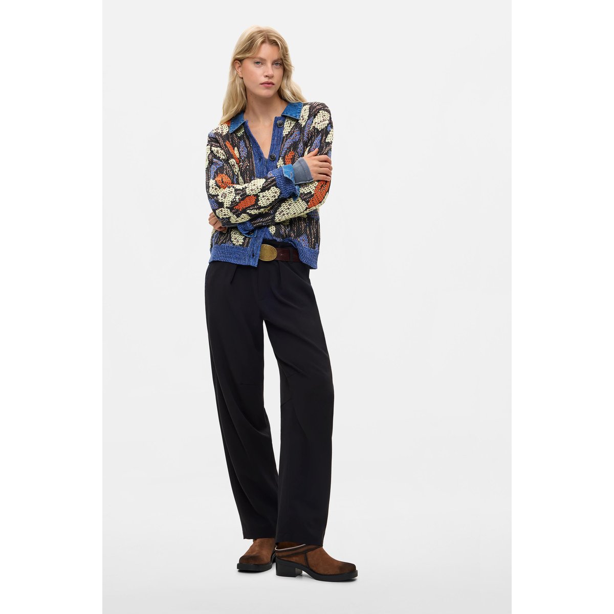 Veste jacquard détails denim bleu, DESIGUAL