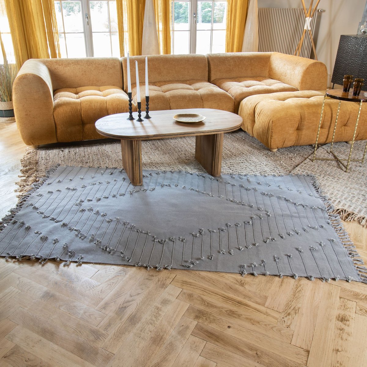Tapis en coton, NOOS bleu-gris, NOW'S HOME