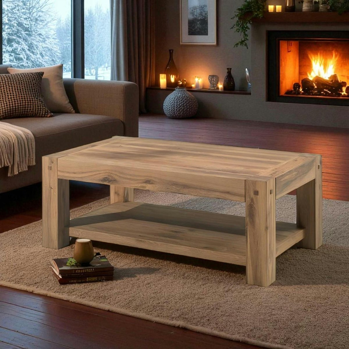 Table basse campagne bois chêne naturel 120 cm FJORD bois naturel, PIER IMPORT