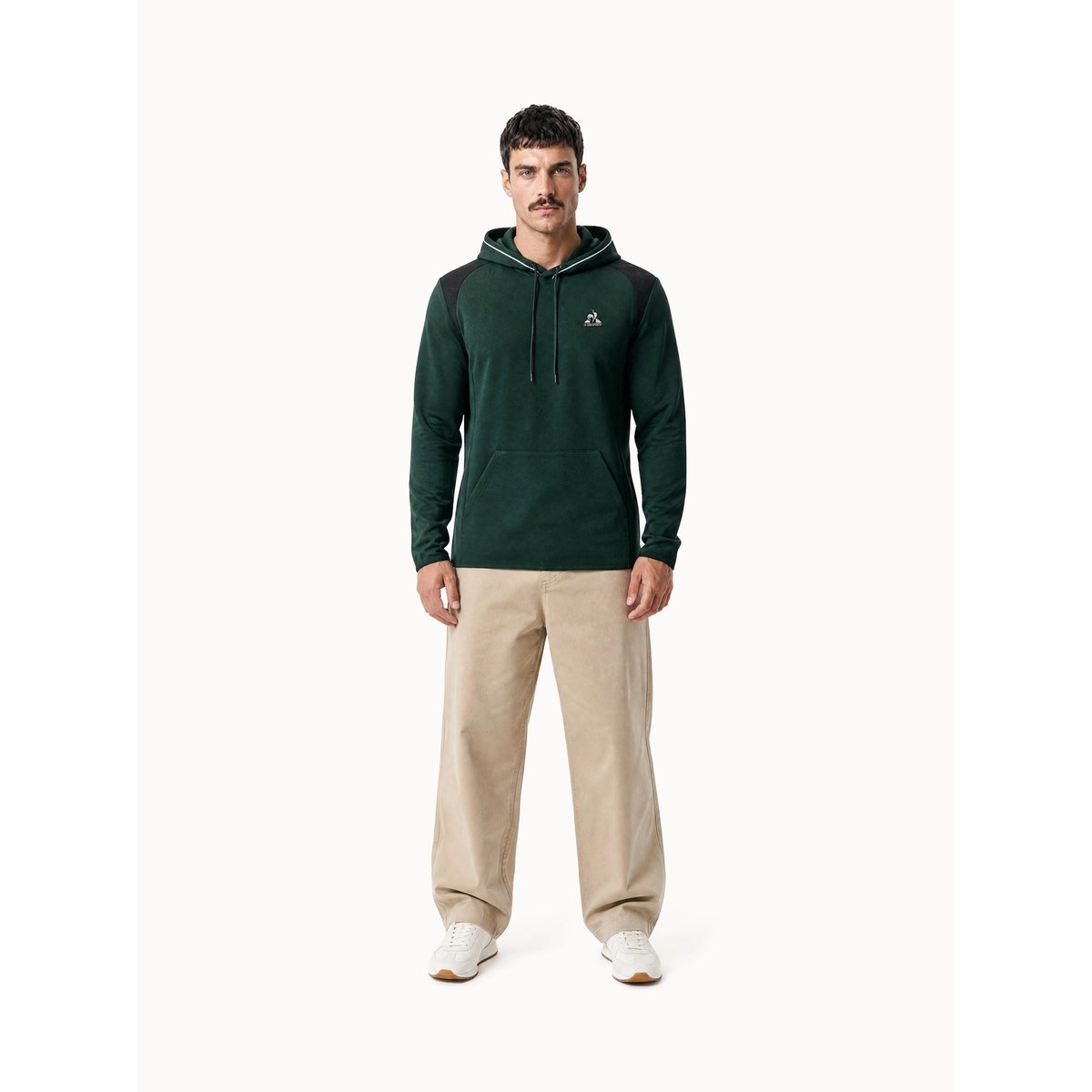 Sweat à capuche Coq d'Argent en jersey double effet piqué Coq d'argent green, LE COQ SPORTIF