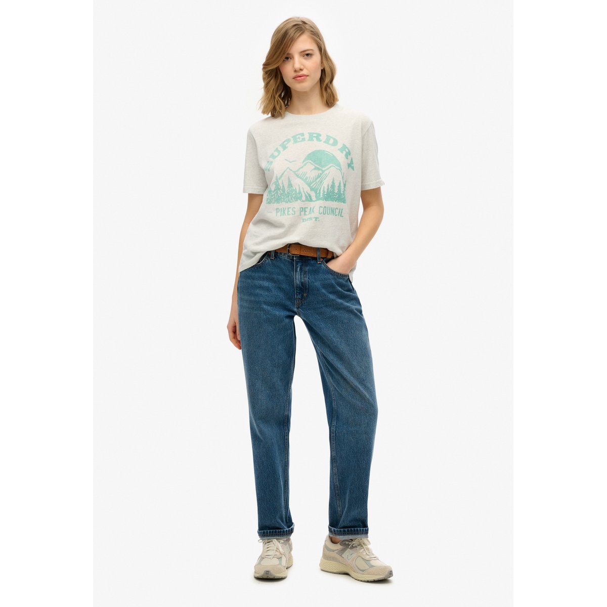 T-shirt monochrome décontracté Lo-Fi Outdoor gris glacier chiné, SUPERDRY