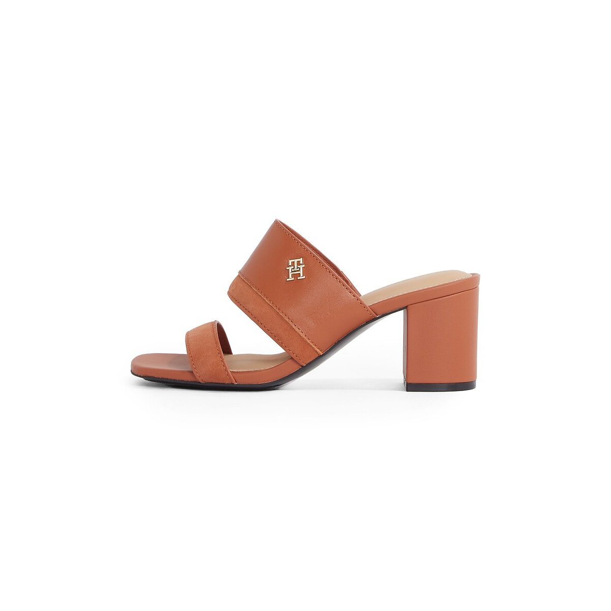 Mules à talon en cuir cognac, TOMMY HILFIGER
