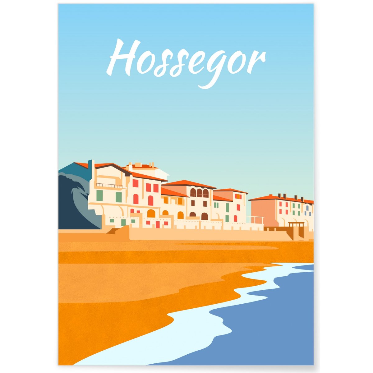 Affiche ville Hossegor blanc, L'AFFICHERIE