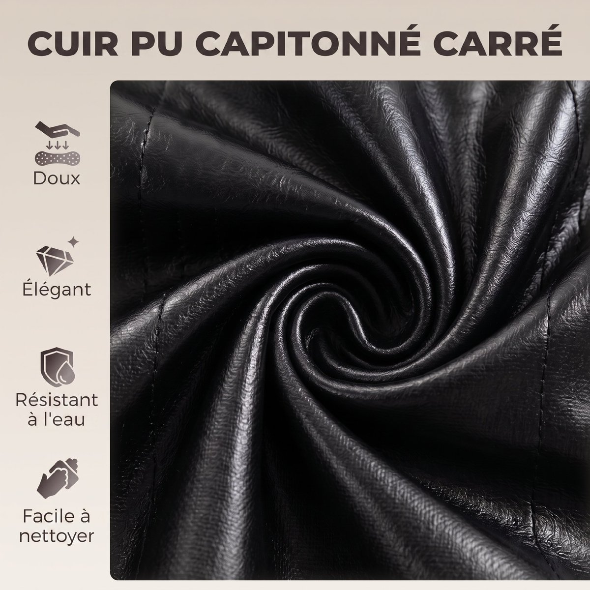 Tabouret de bar PU Noir noir, argenté, HOMCOM