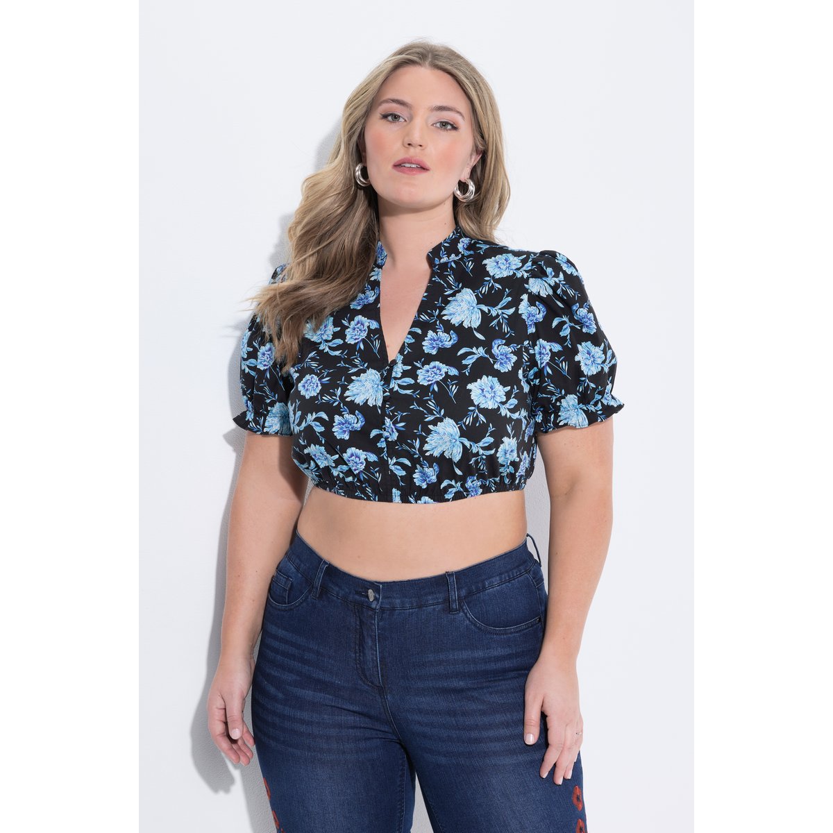 Chemisier traditionnel Dirndl, motif floral noir, ULLA POPKEN