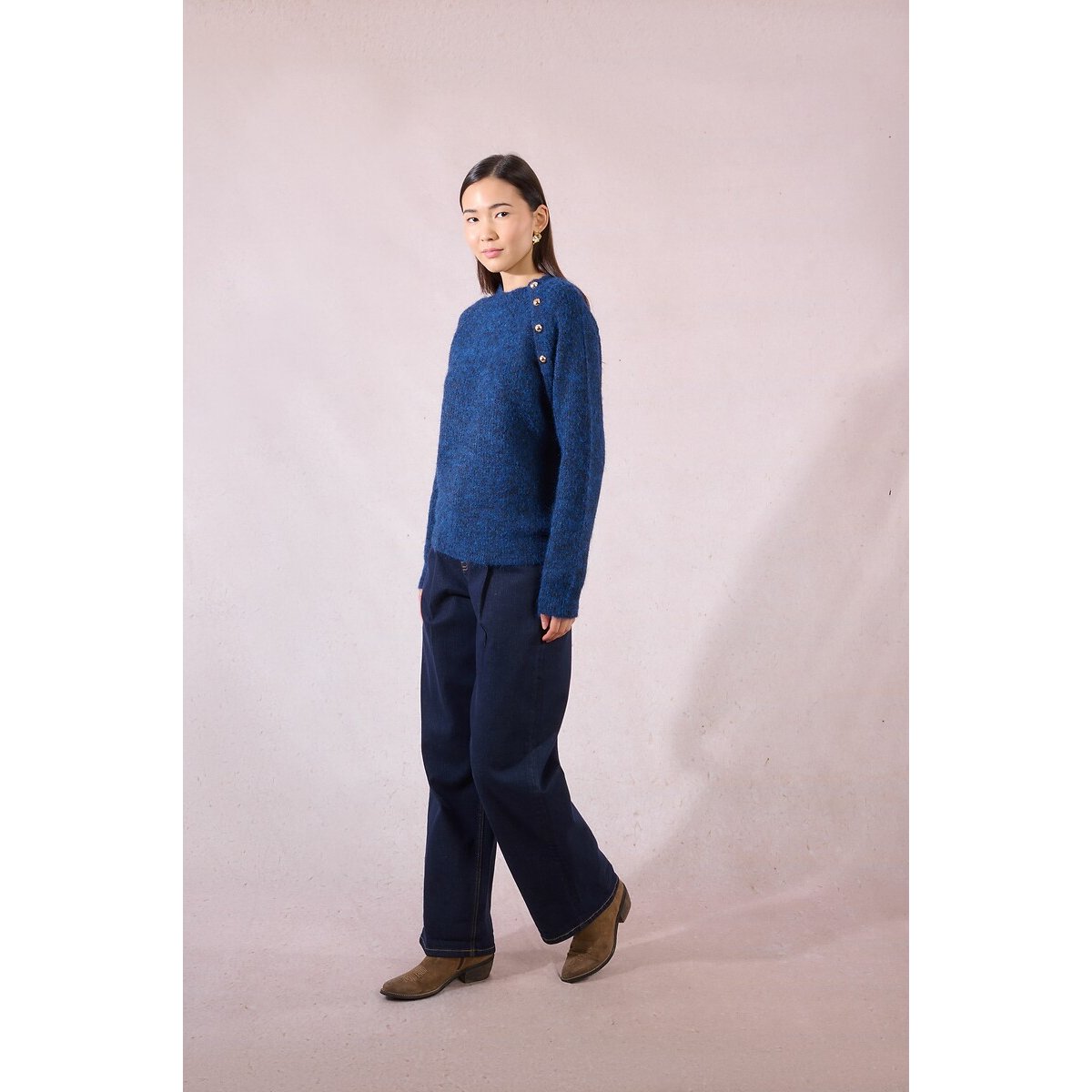 Jumper with Button Detail blue, MOLLY BRACKEN