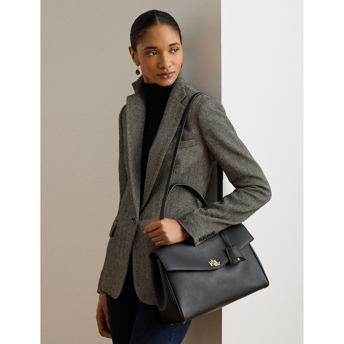Sac à main en cuir, FARRAH MEDIUM noir, LAUREN RALPH LAUREN