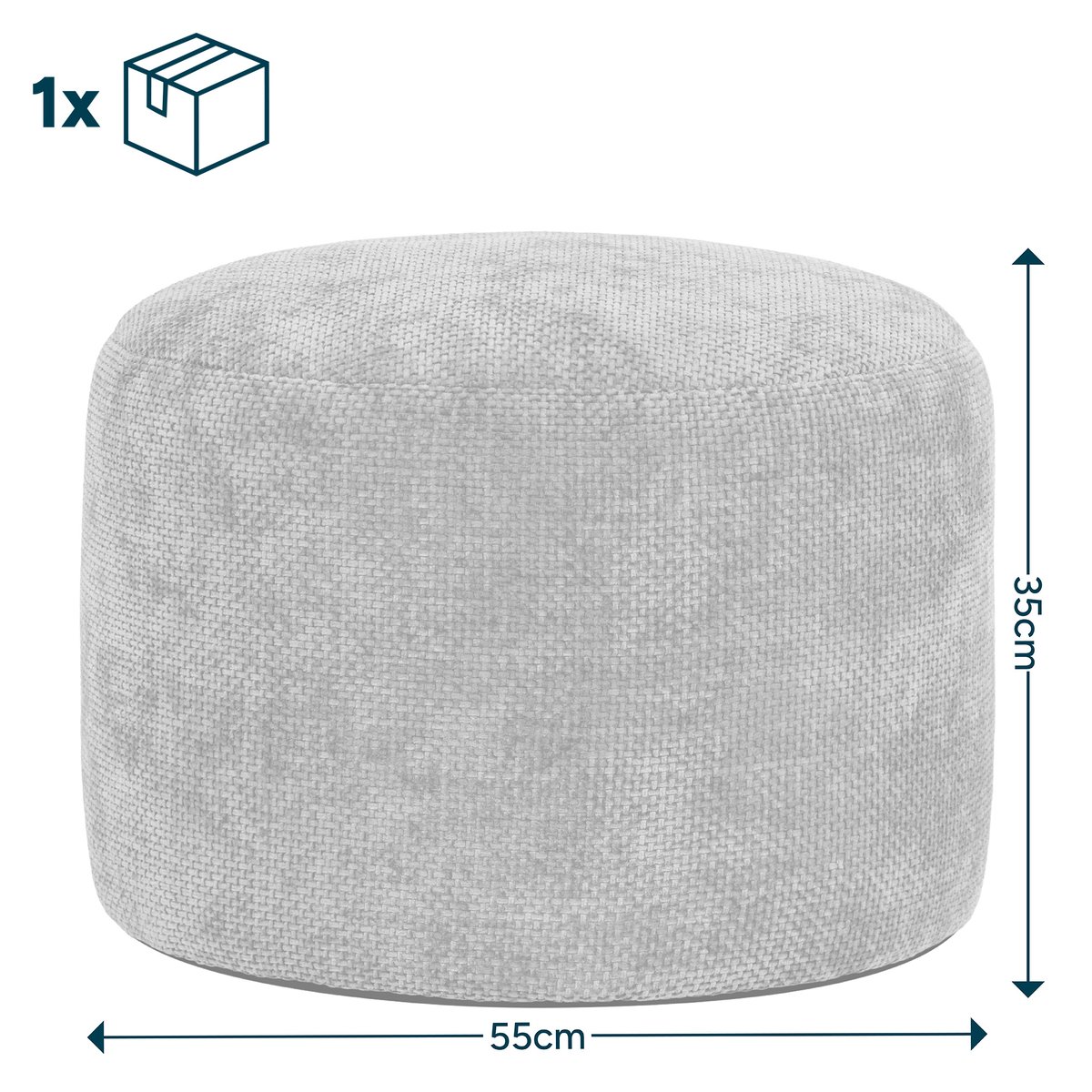 Pouf repose-pieds rond en tissu chenille Oeko-Tex® - MILANO moutarde, ICON