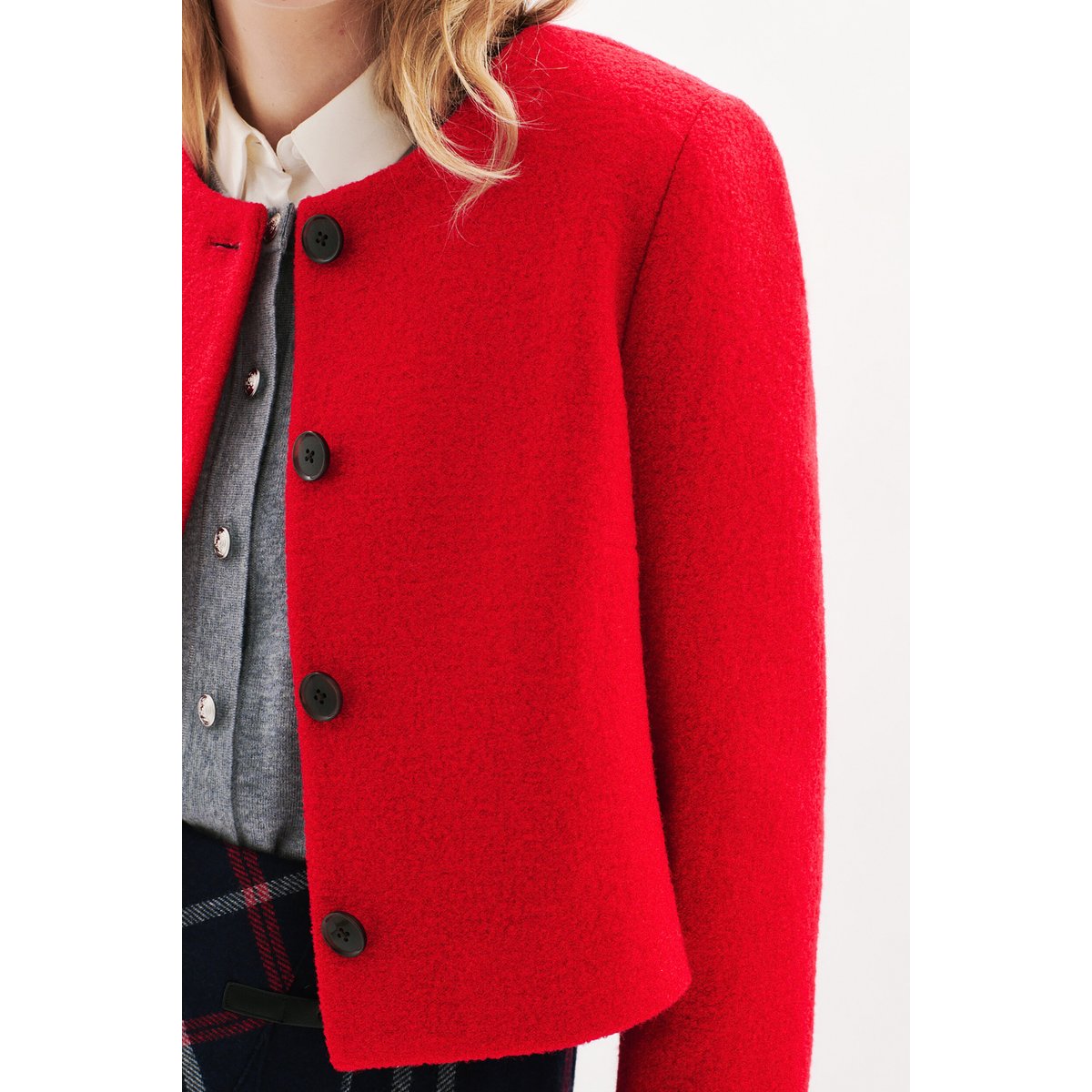 Veste cropped laine VALMONTLAINE rouge, CAROLL