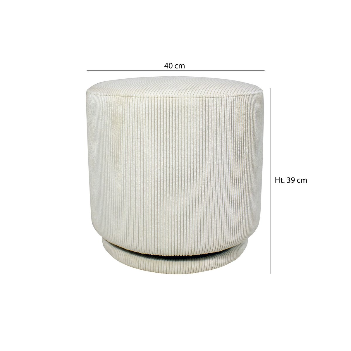 Pouf pivotant en velours cotelé ecru, NOW'S HOME