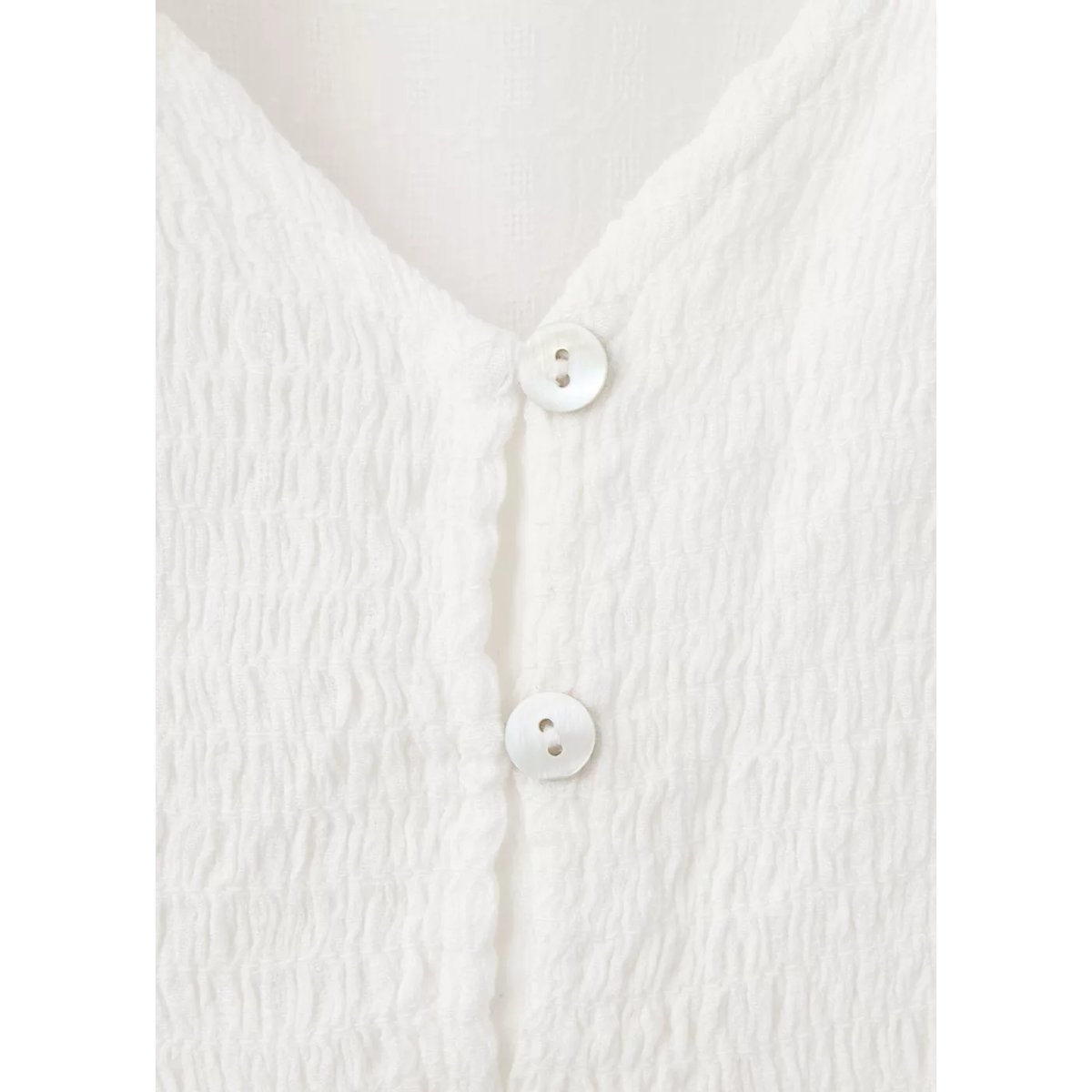 Chemisier froncé col en V blanc cassé, MANGO TEEN