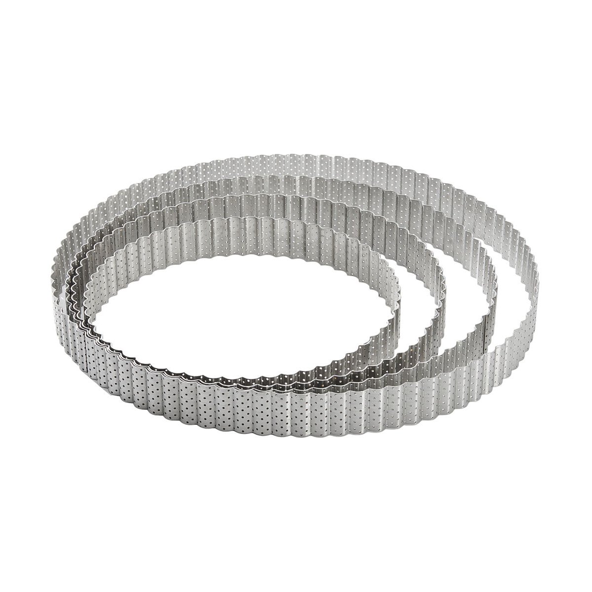 Cercle à tarte perforé cannelé ø20 cm - acier inoxydable gris, DE BUYER