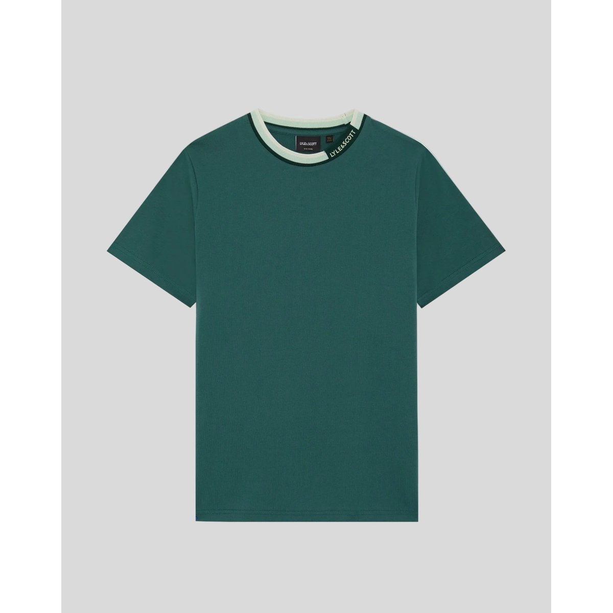 T-shirt à liserés contrastés logo au col vert everglade, LYLE & SCOTT