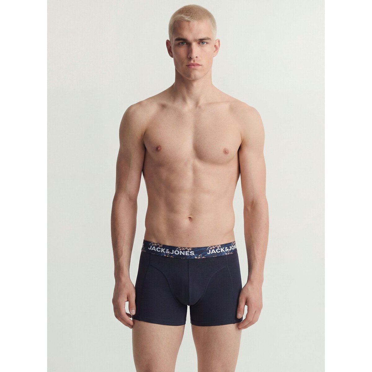 Confezione da 3 boxer 1 tinta unita + 2 stampati blu scuro, JACK & JONES