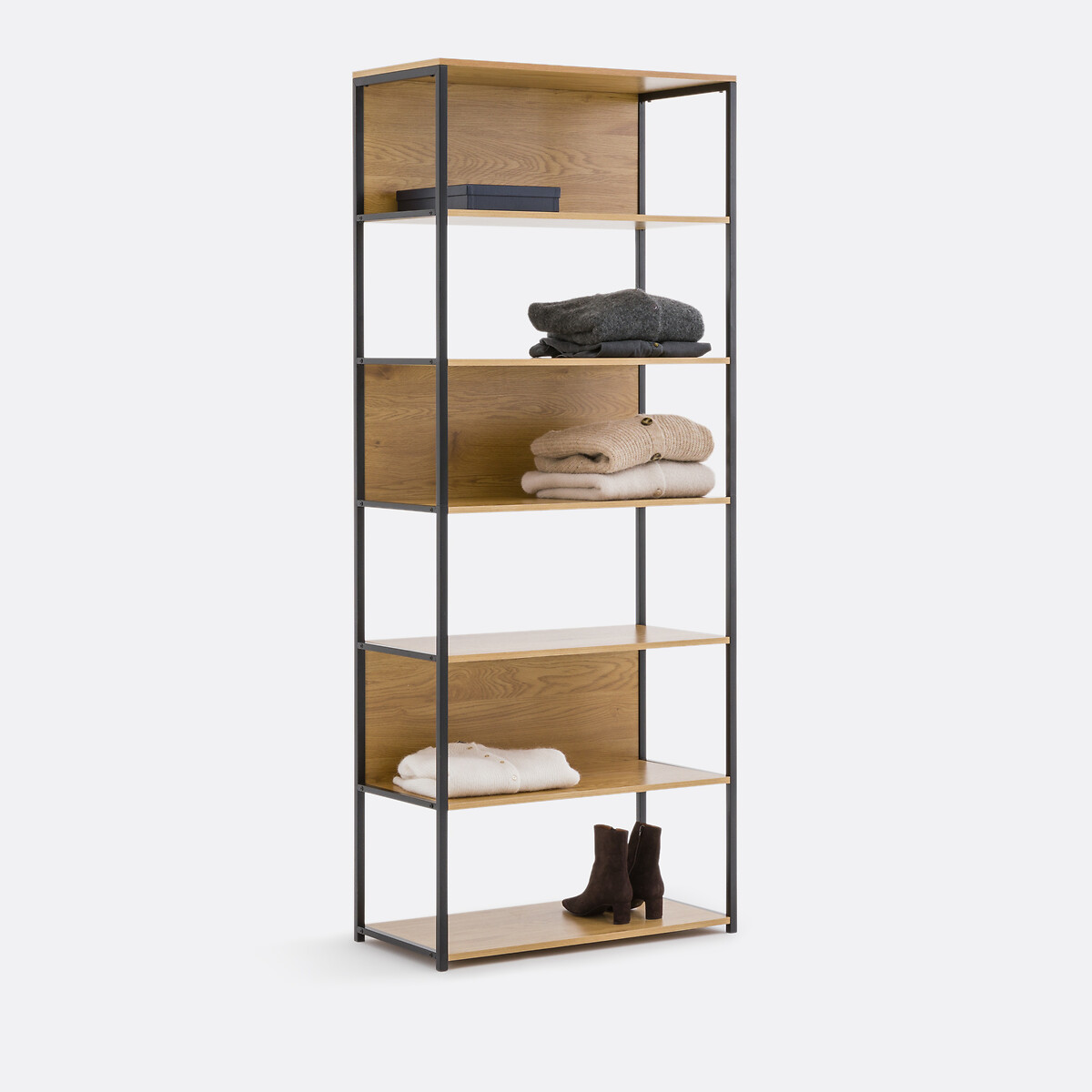 Module de dressing, 3 caissons 6 étagères, OAKI noir/bois, LA REDOUTE INTERIEURS