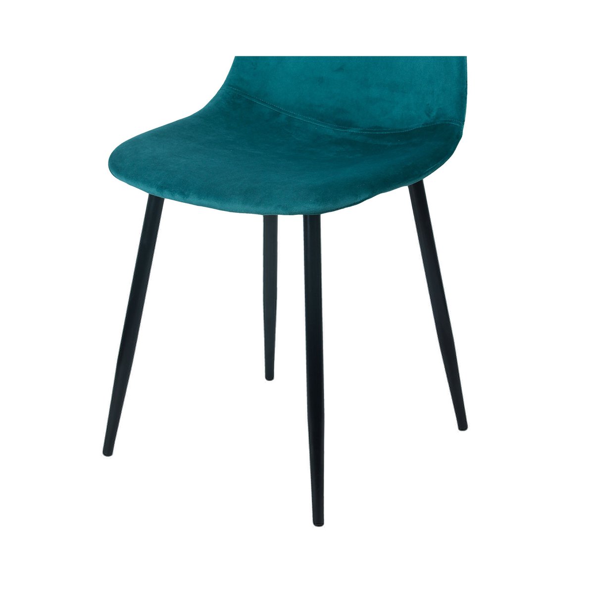 Chaise en velours bleu canard pieds en métal noir - 44x53x88cm bleu, WADIGA
