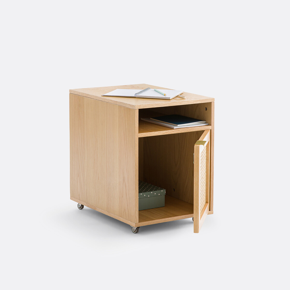 Caisson de bureau à roulettes cannage, Loris naturel, SO'HOME
