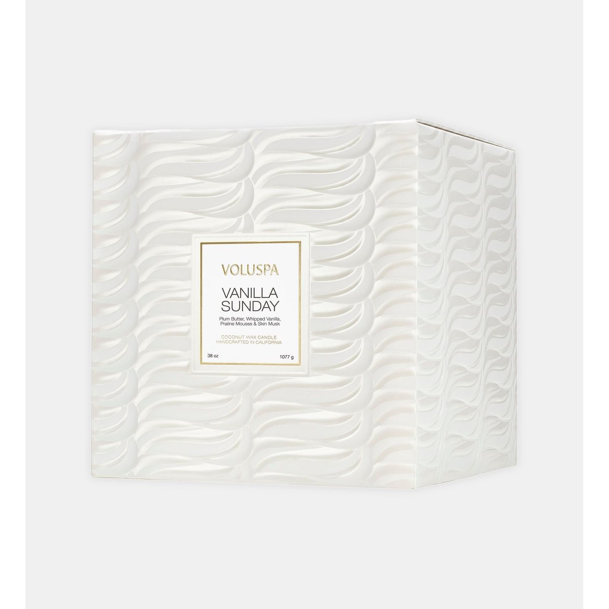 Vanilla sunday - bougie parfumée de cheminée 3 mèches blanc, VOLUSPA