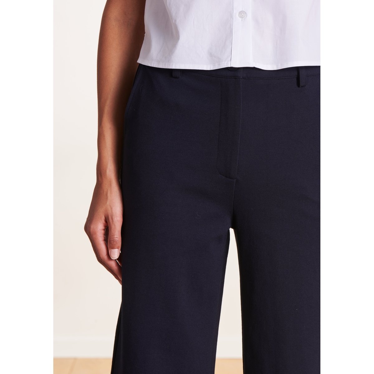 Pantalon large en jersey bleu encre, LA FEE MARABOUTEE