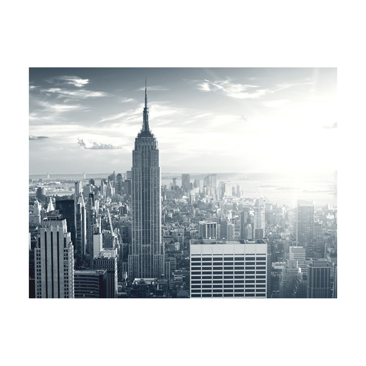 Papier peint intissé panoramique Ville et Architecture Manhattan new-yorkais au lever de soleil gris / argent, EDEN