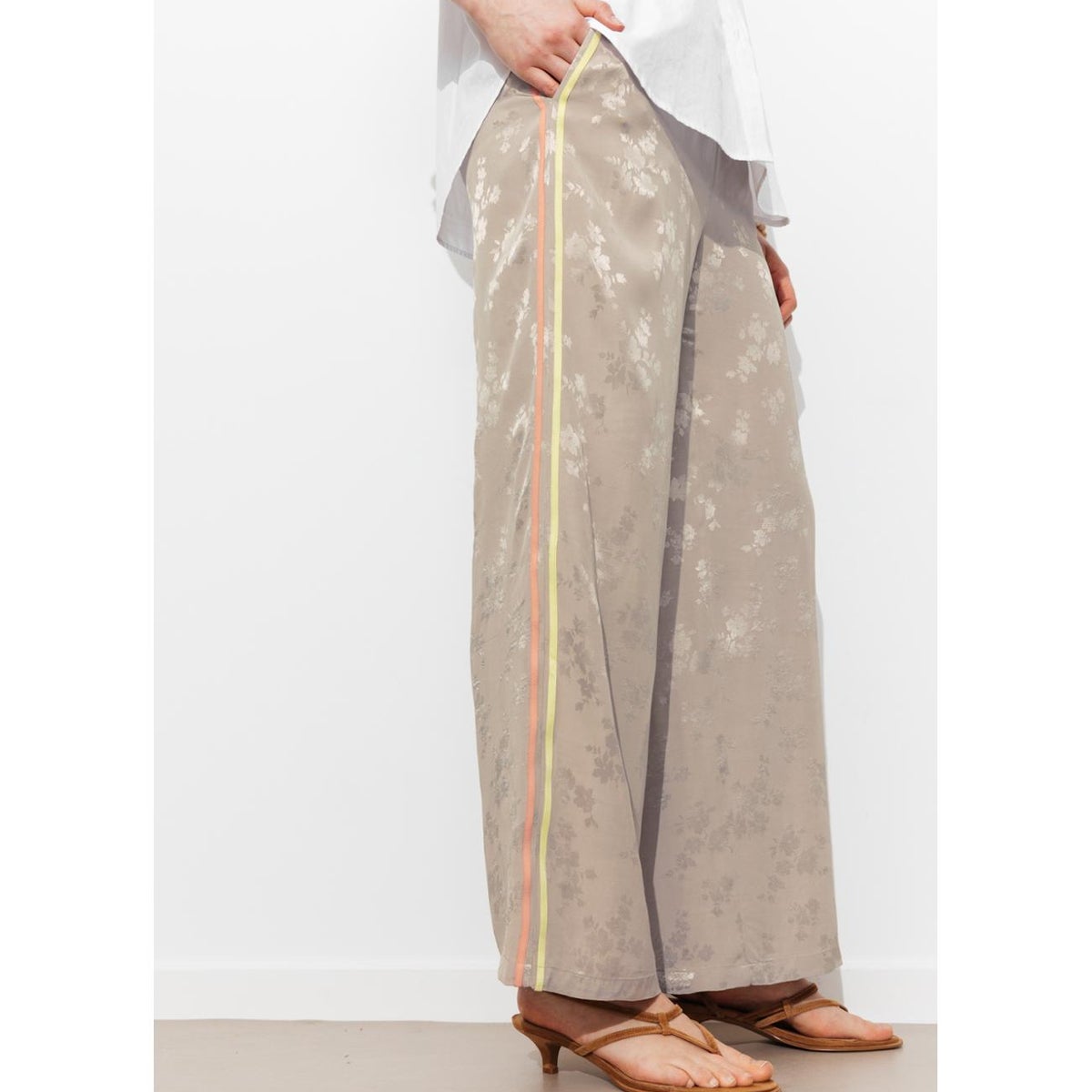 Pantalon large à bandes beige, PROMOD
