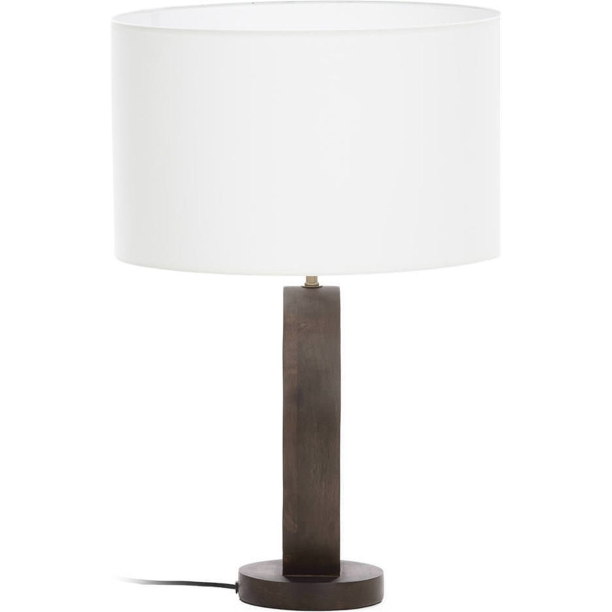 Lampe de table en bois au design ajouré marron foncé et blanc, RECOLLECTION