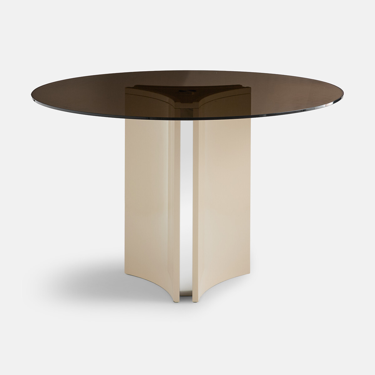 Table à manger ronde, plateau en verre trempé fumé, 4 personnes, VERANI verre fumé, LA REDOUTE INTERIEURS