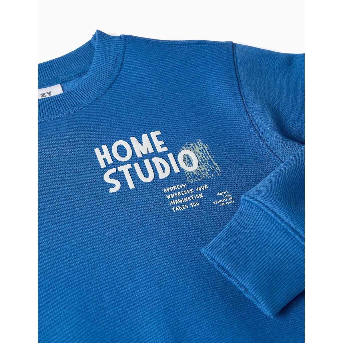 Sweat en coton peigné avec imprimé Make Again bleu, ZIPPY