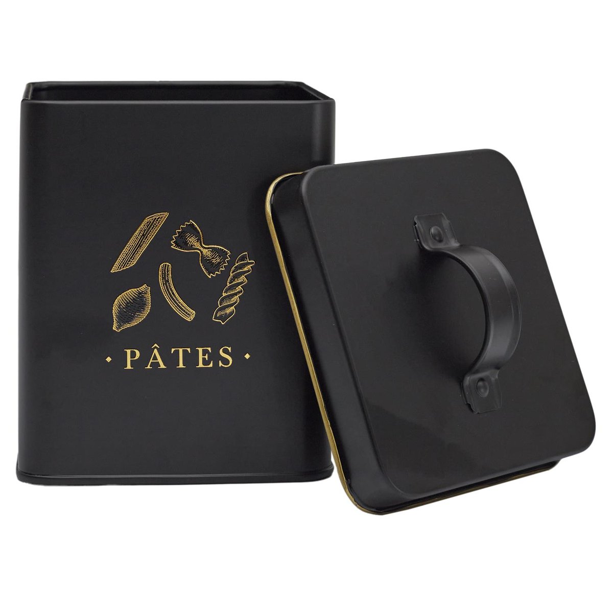 Boîte à pates en métal noir et doré noir, EDEN