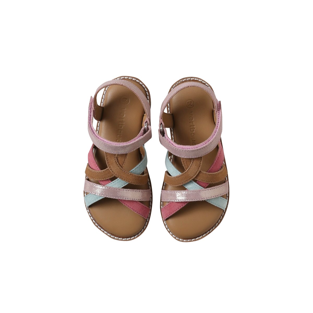 Sandales scratchées cuir collection maternelle multicolore, VERTBAUDET