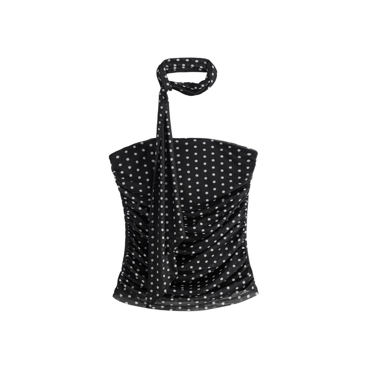 Haut bandeau en mesh noir à pois, NEXT