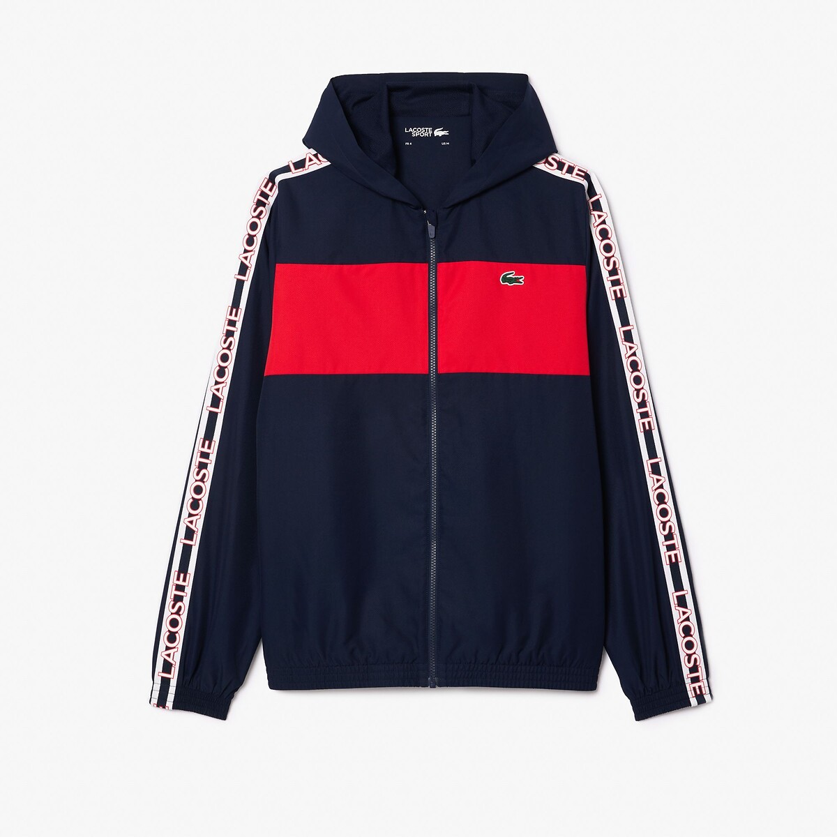 Blouson sport avec bande siglée Lacoste bleu marine/rouge, LACOSTE