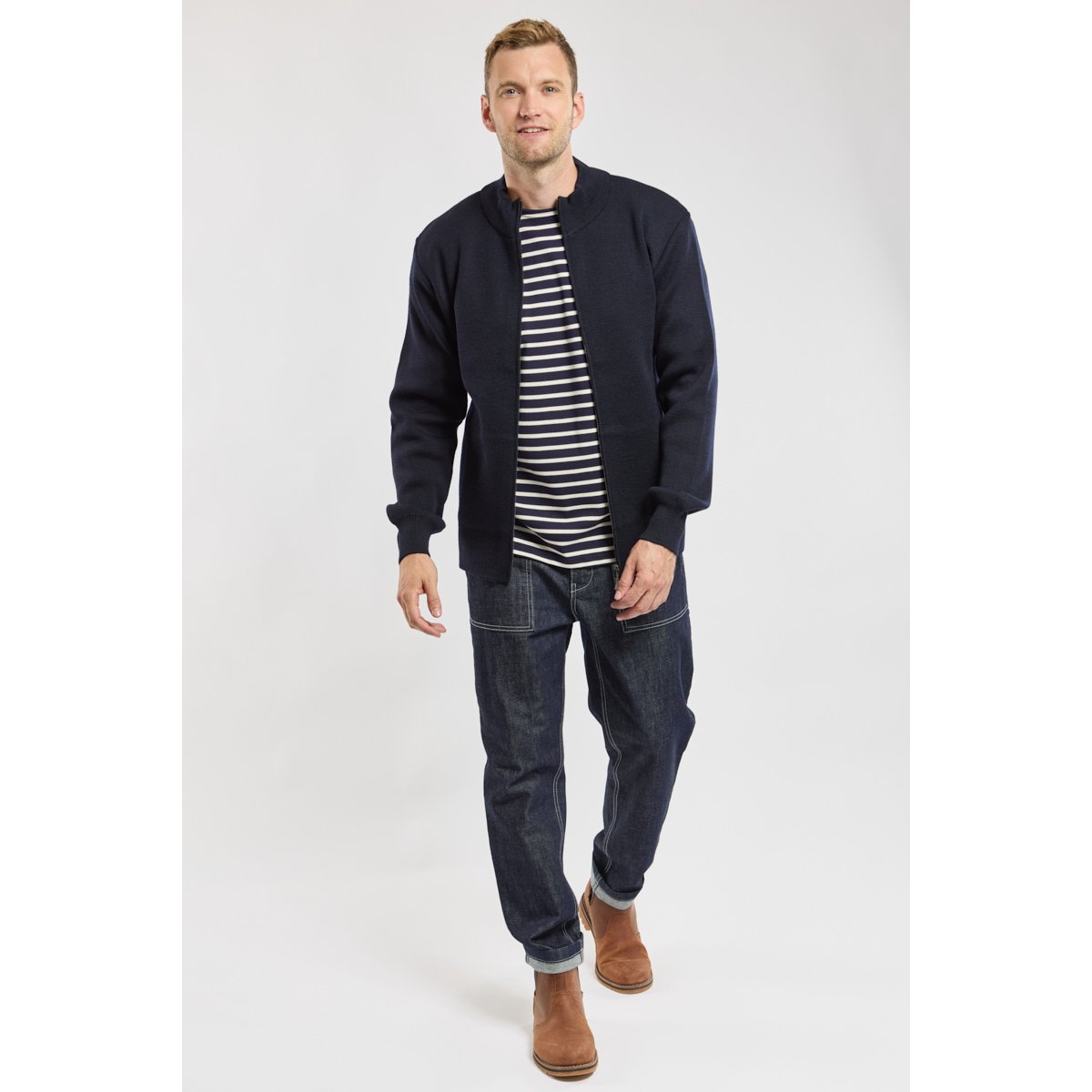 Cardigan en laine PLOUESCAT navire, ARMOR-LUX